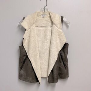 Naked Zebra Suede Leather and Sherpa vest M